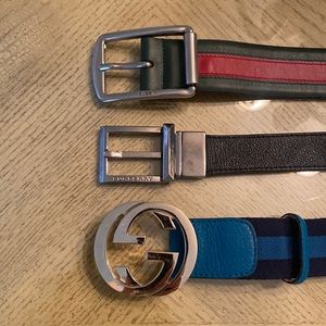 3 Belts- 2 Gucci and 1 Burberry. Bundle deal